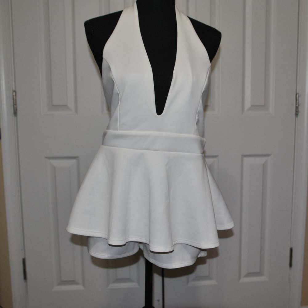 White Halter Romper